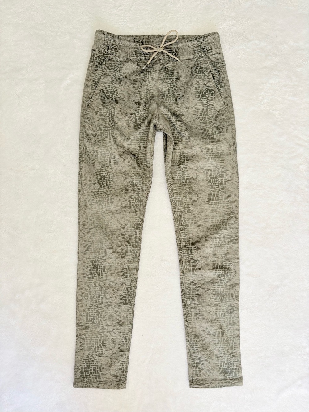 Bevy Flog Shely Pants Womens 27 Snake Print Drawstring Waist Tapered Chic